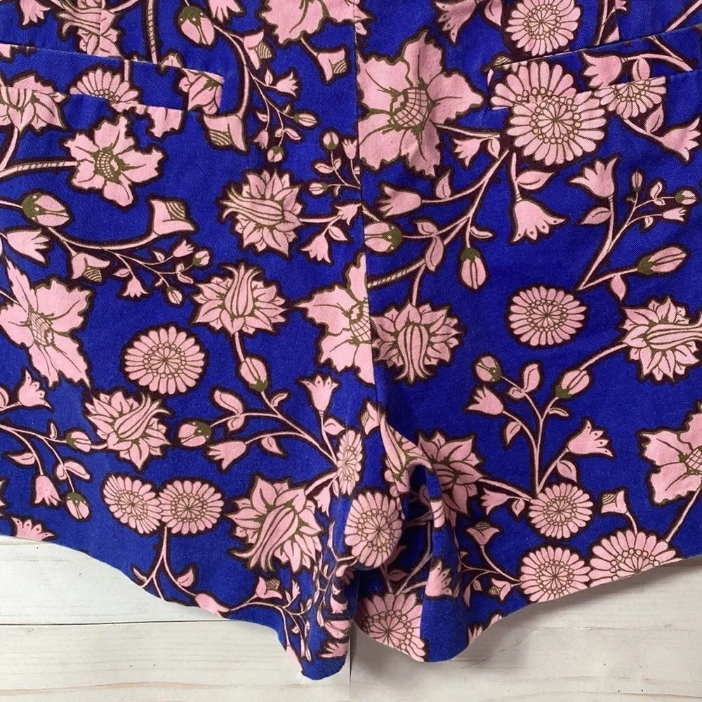 J Crew City Fit Floral Print Blue Pink Chino Shorts